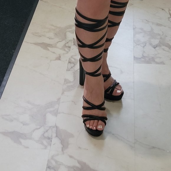 Bristol Lace-Up Heeled Sandal - Black - Picture 1 of 6